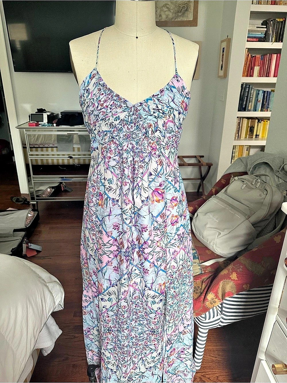 Steve Madden Floral Maxi Dress Pink & Blue Size Small Cotton